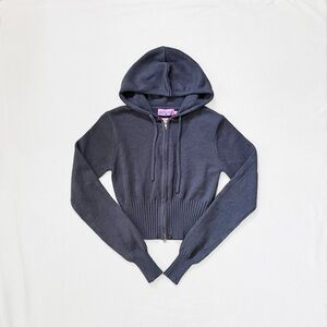 Edikted Desiree Dark Blue Grey Knit Hoodie Cardigan Jacket NWT, Women’s XS